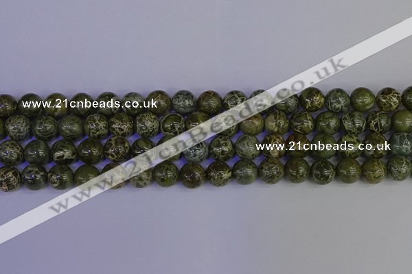 CGJ353 15.5 inches 10mm round green bee jasper beads wholesale