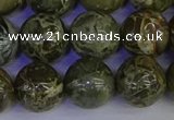 CGJ355 15.5 inches 14mm round green bee jasper beads wholesale