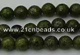 CGJ460 15.5 inches 4mm faceted round green jasper beads wholesale