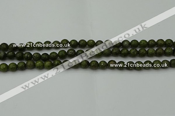 CGJ461 15.5 inches 6mm faceted round green jasper beads wholesale