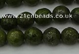 CGJ462 15.5 inches 8mm faceted round green jasper beads wholesale