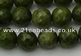 CGJ463 15.5 inches 10mm faceted round green jasper beads wholesale