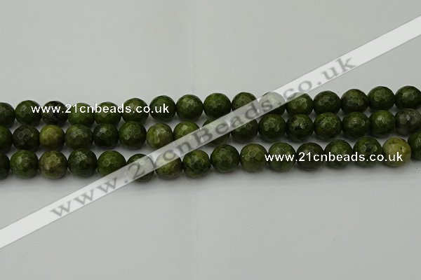 CGJ463 15.5 inches 10mm faceted round green jasper beads wholesale