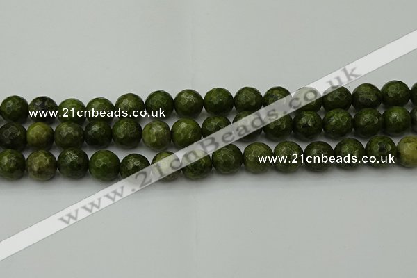 CGJ464 15.5 inches 12mm faceted round green jasper beads wholesale