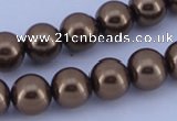 CGL104 10PCS 16 inches 8mm round dyed glass pearl beads wholesale