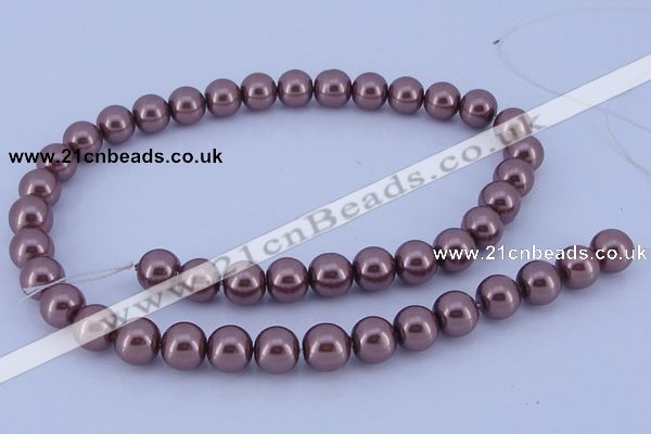 CGL122 10PCS 16 inches 4mm round dyed glass pearl beads wholesale