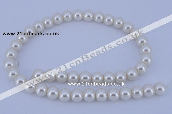 CGL14 10PCS 16 inches 8mm round dyed glass pearl beads wholesale