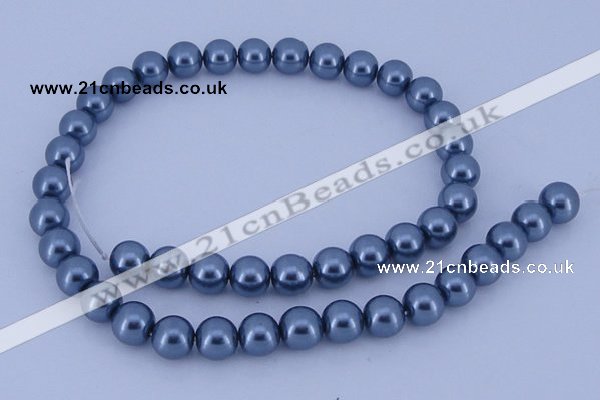 CGL234 10PCS 16 inches 8mm round dyed glass pearl beads wholesale