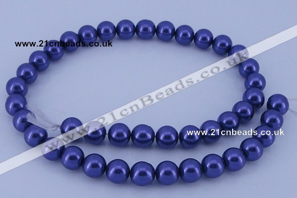 CGL265 5PCS 16 inches 10mm round dyed glass pearl beads wholesale