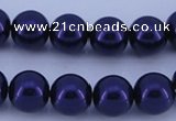 CGL276 5PCS 16 inches 12mm round dyed glass pearl beads wholesale