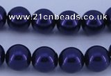 CGL277 5PCS 16 inches 14mm round dyed glass pearl beads wholesale