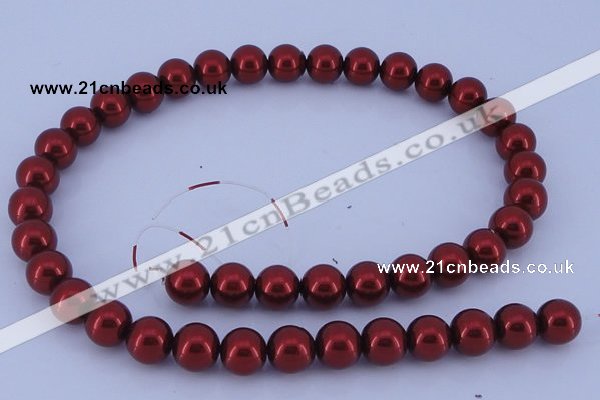 CGL322 10PCS 16 inches 4mm round dyed glass pearl beads wholesale