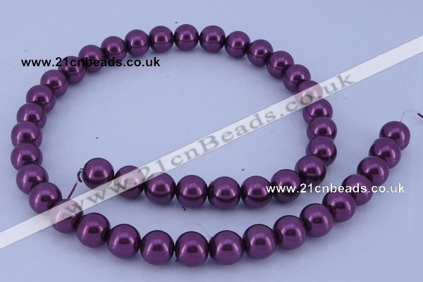 CGL332 10PCS 16 inches 4mm round dyed glass pearl beads wholesale