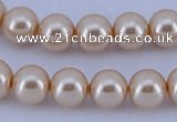 CGL47 5PCS 16 inches 14mm round dyed glass pearl beads wholesale