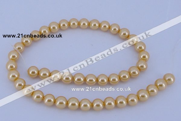 CGL54 10PCS 16 inches 8mm round dyed glass pearl beads wholesale