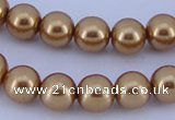 CGL63 10PCS 16 inches 6mm round dyed glass pearl beads wholesale