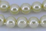 CGL82 10PCS 16 inches 4mm round dyed glass pearl beads wholesale