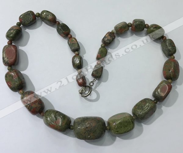CGN127 22 inches 10*14mm - 20*30mm nuggets unakite necklaces