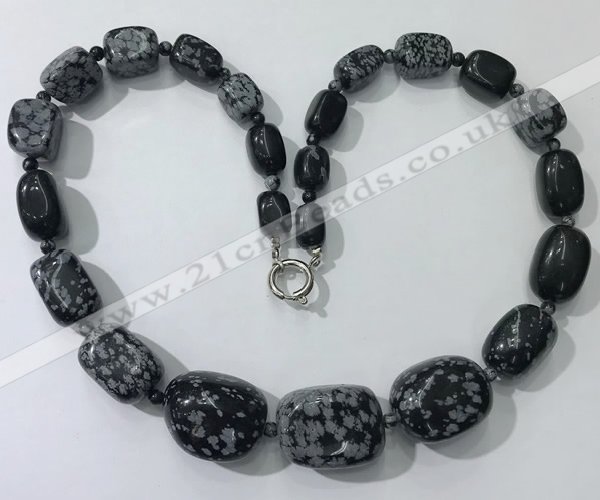 CGN132 22 inches 10*14mm - 20*30mm nuggets snowflake obsidian necklaces