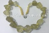 CGN142 19.5 inches 10*14mm - 20*30mm nuggets lemon quartz necklaces