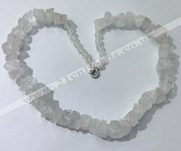 CGN155 18.5 inches 12*16mm - 13*18mm nuggets white crystal necklaces