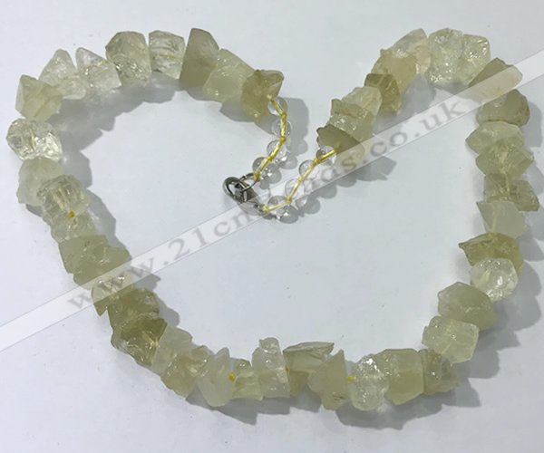 CGN158 18.5 inches 12*16mm - 13*18mm nuggets lemon quartz necklaces