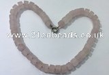 CGN171 20 inches 7*12mm - 9*12mm tyre matte rose quartz necklaces