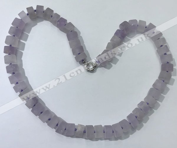 CGN172 20 inches 7*12mm - 9*12mm tyre matte light amethyst necklaces