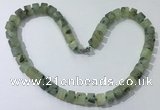 CGN175 20 inches 7*12mm - 9*12mm tyre matte prehnite necklaces