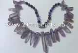 CGN187 23 inches 8*20mm - 11*60mm amethyst stick necklaces