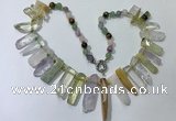 CGN189 23 inches 8*20mm - 11*60mm mixed quartz stick necklaces