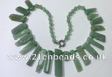 CGN194 23 inches 8*20mm - 11*60mm green aventurine stick necklaces