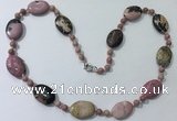 CGN202 22 inches 6mm round & 18*25mm oval rhodonite necklaces