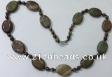 CGN206 22 inches 6mm round & 18*25mm oval jasper necklaces