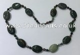 CGN207 22 inches 6mm faceted round & 18*25mm oval agate necklaces