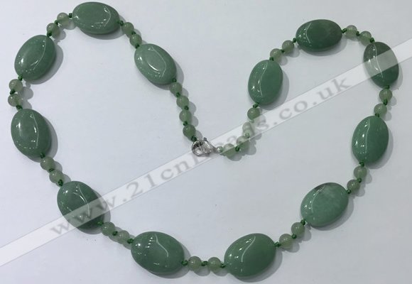 CGN209 22 inches 6mm round & 18*25mm oval green aventurine necklaces