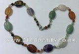 CGN210 22 inches 6mm round & 18*25mm oval mixed gemstone necklaces