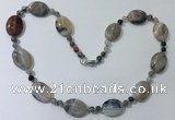 CGN215 22 inches 6mm round & 18*25mm oval agate necklaces