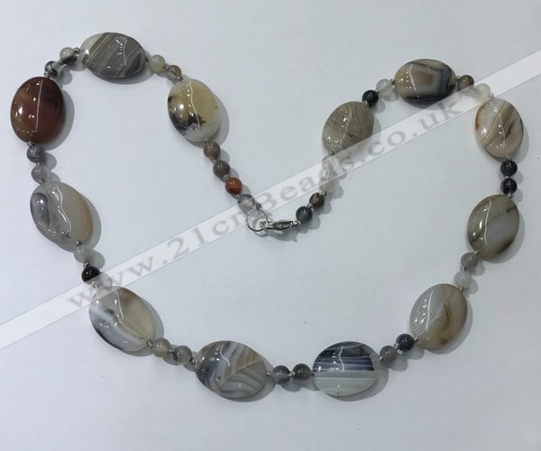 CGN215 22 inches 6mm round & 18*25mm oval agate necklaces