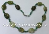 CGN220 22 inches 6mm round & 18*25mm oval agate necklaces