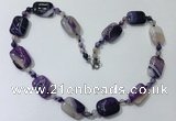 CGN234 22 inches 6mm round & 18*25mm rectangle agate necklaces