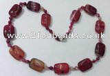 CGN238 22 inches 6mm round & 18*25mm rectangle agate necklaces