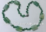 CGN239 22 inches 6mm round & 18*25mm rectangle agate necklaces