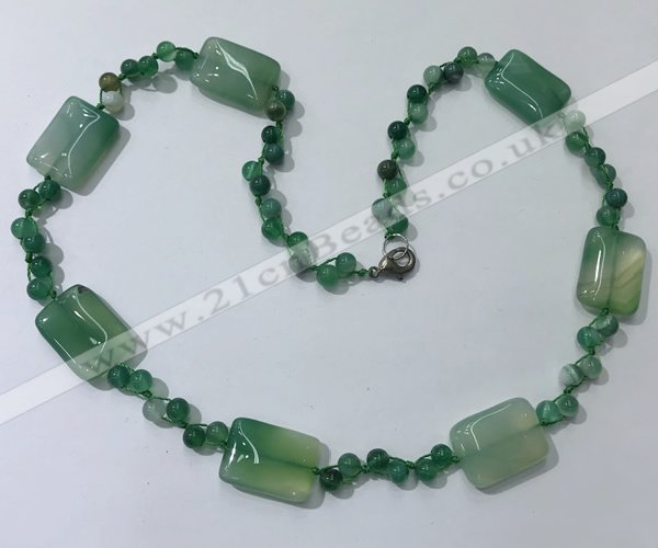 CGN239 22 inches 6mm round & 18*25mm rectangle agate necklaces