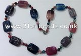 CGN241 22 inches 6mm round & 18*25mm rectangle agate necklaces