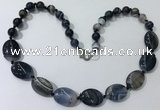 CGN251 20.5 inches 8mm round & 18*25mm oval agate necklaces