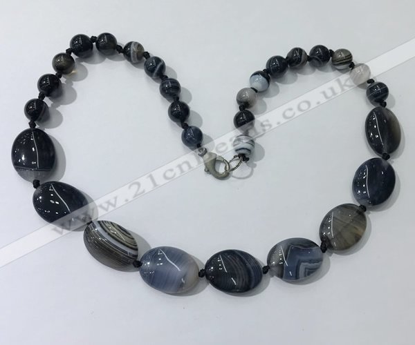 CGN251 20.5 inches 8mm round & 18*25mm oval agate necklaces