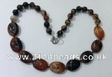 CGN252 20.5 inches 8mm round & 18*25mm oval agate necklaces