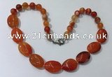 CGN254 20.5 inches 8mm round & 18*25mm oval agate necklaces