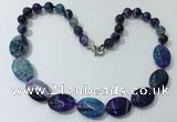 CGN255 20.5 inches 8mm round & 18*25mm oval agate necklaces